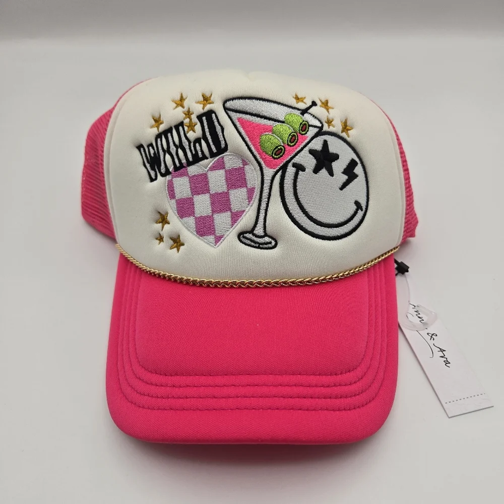 NEW Anna & Ava Bright Pink Adjustable Trucker Hat Cap WILD Martini